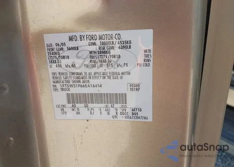 2006 Ford F-350 Lariat/Xl/Xlt from USA, damaged, VIN 1FTSW31P66EA16414